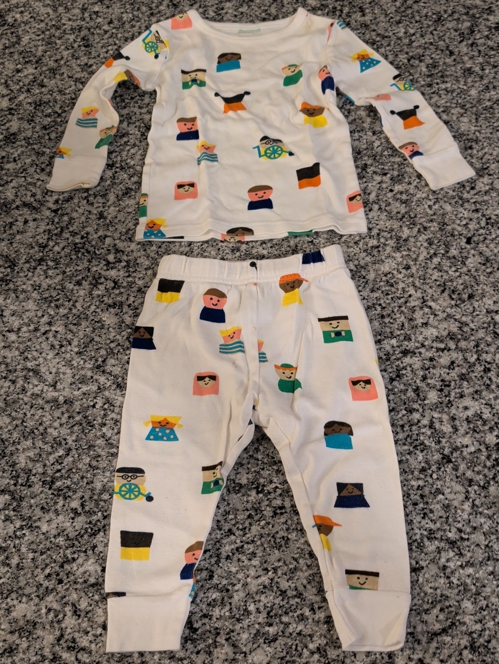 Christian Robinson White Pajama Set with Colorful Character Blocks